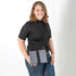 lifestyle shot of dress gray crossbody