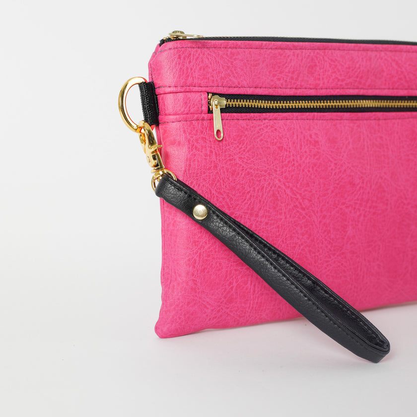 detail shot of the wristlet hardware
