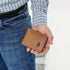 Lifestyle shot of leather wallet