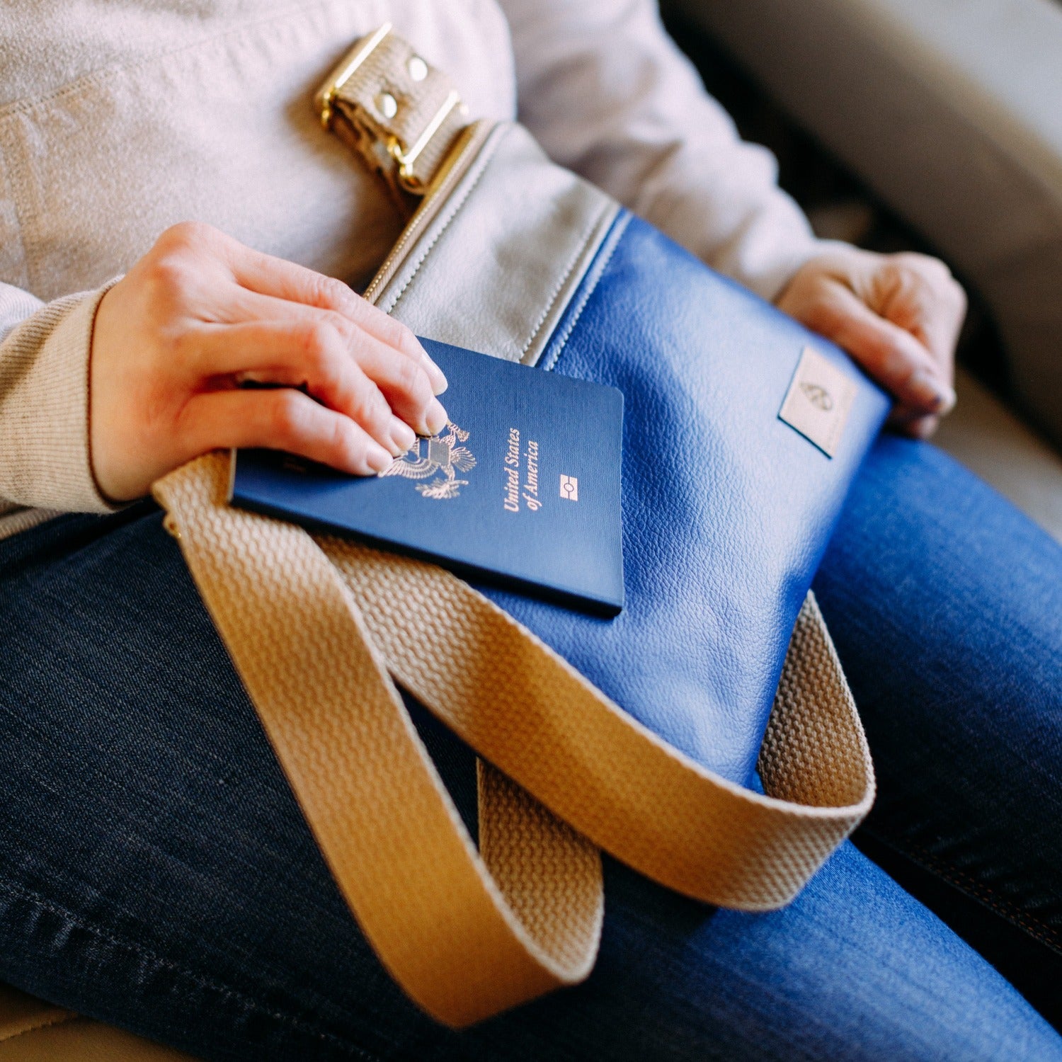 woman holding Crossbody Pouch Southwest Airlines