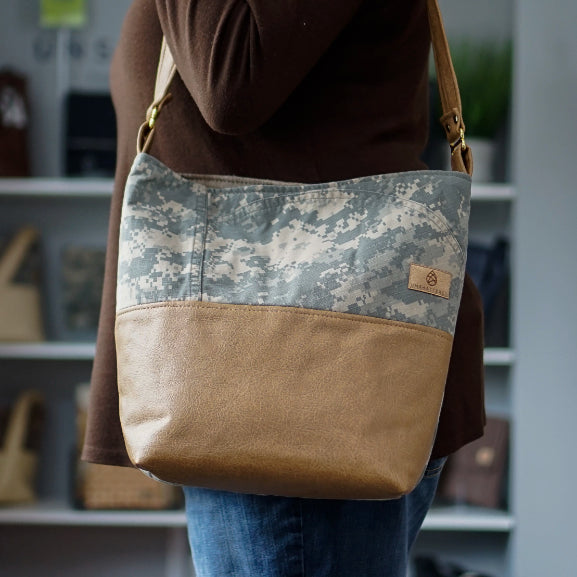 US Army Uniform Mixed Media Tote (choice of accent color)