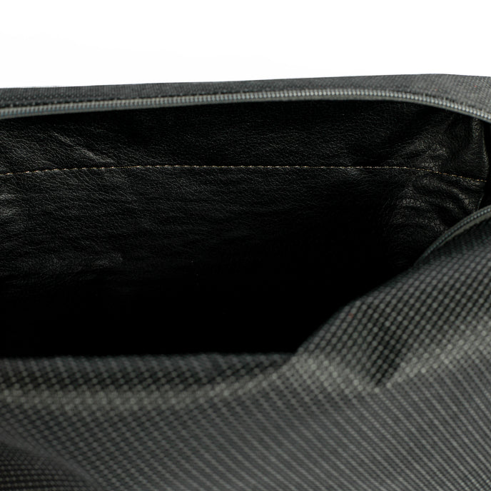 A black luxury leather alternative interior on a black outdoor furniture toiletry kit 