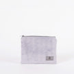 Light Purple Textured pouch with a zipper on a white background