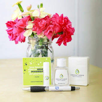 Little Somethings : sticker, chapstick, hand sanitizer, tissues, and a pen