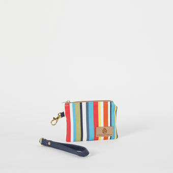 Striped wallet with a strap on a white background named after Adrianne 
