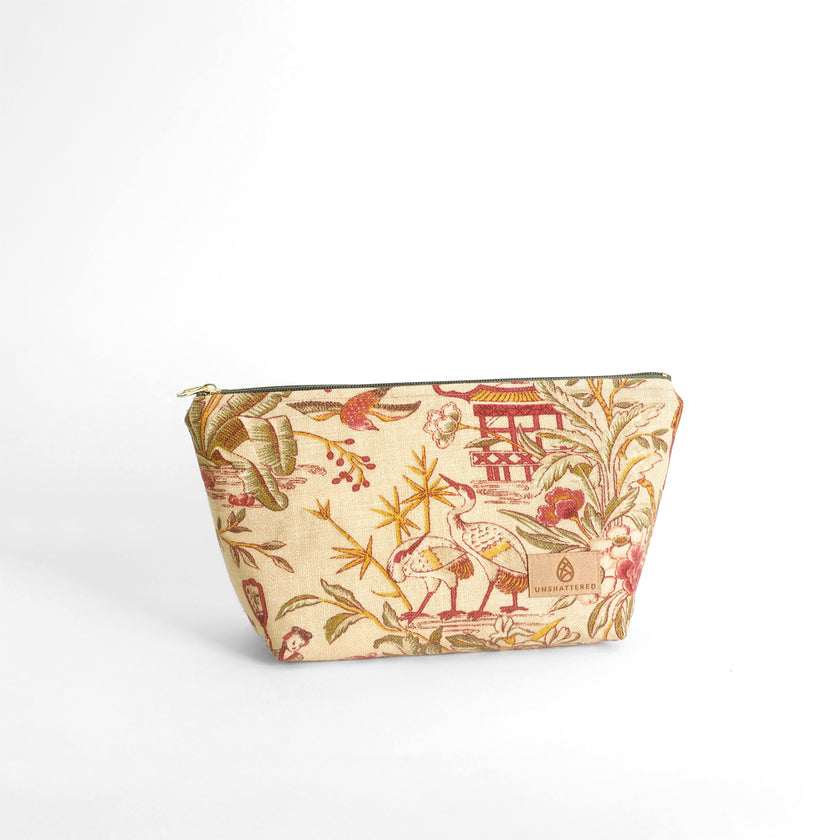 Makeup bag  with vintage-style design on a white background named after Anitha