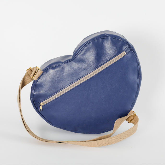 southwest-branded reusable car seat/stroller bag Heart Bag from Upcycled Blue Southwest Airlines Leather