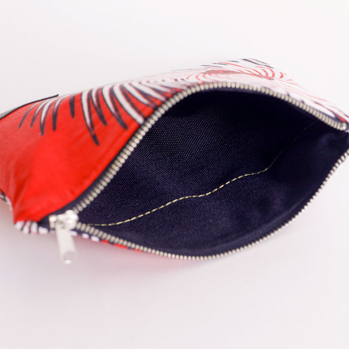 Black upcycled fabric Interior of the Aiyannah Zip Pouch by Unshattered