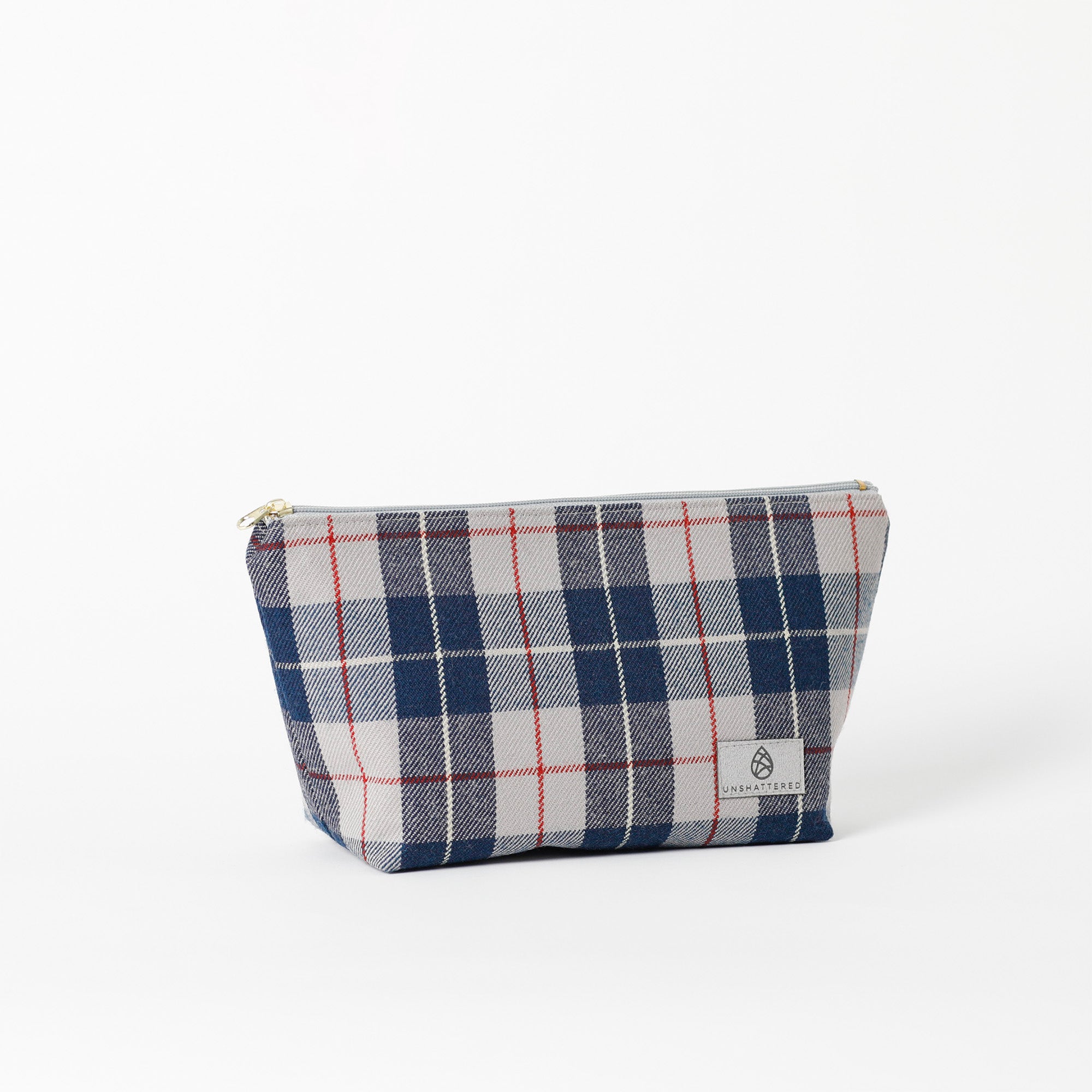 Makeup Kit from Vintage Blue-Grey Plaid Mercedes-Benz Interior
