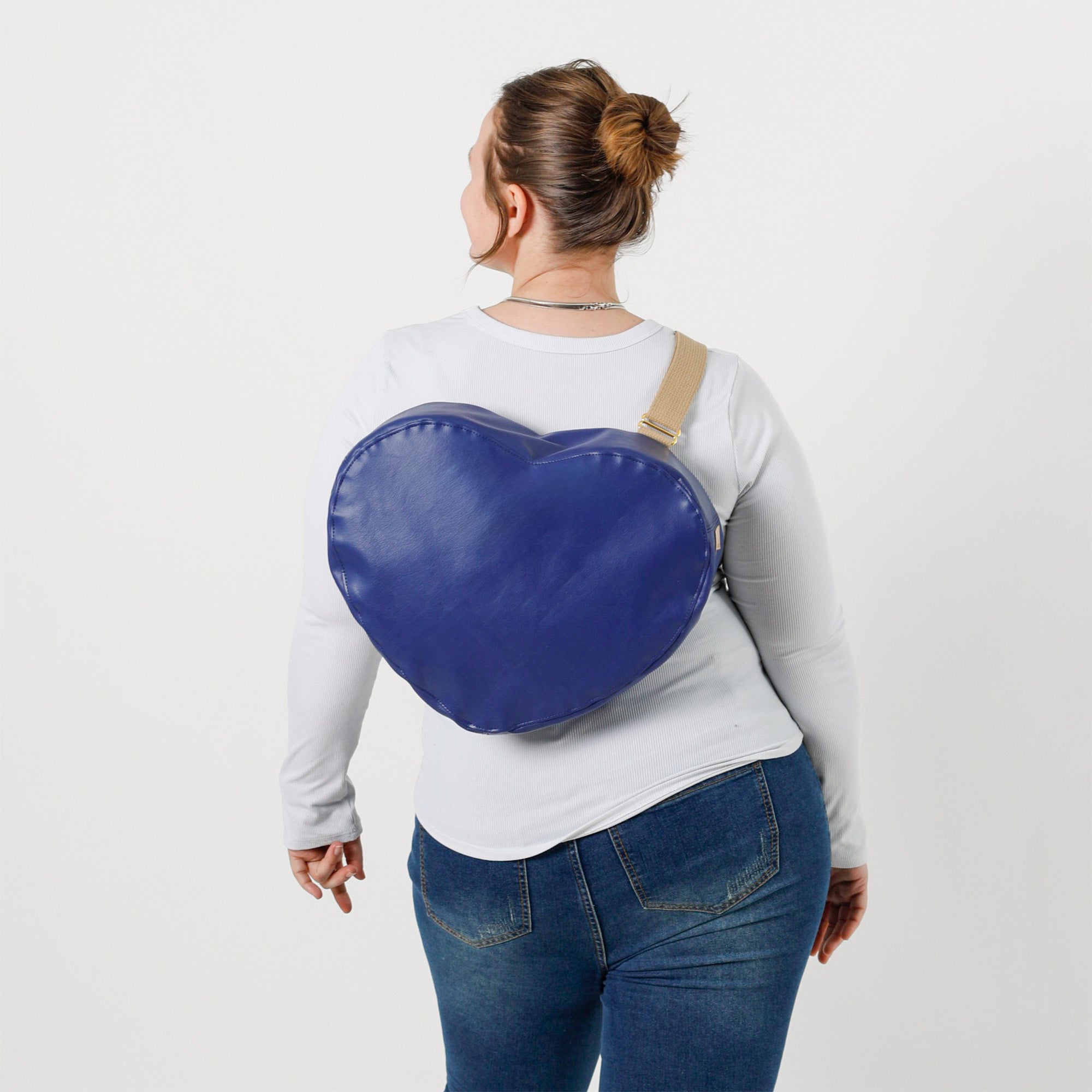 Heart Bag from Upcycled Blue Southwest Airlines Leather – Unshattered