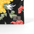Gray suede Unshattered label on an upcycled floral-patterned fabric pouch named Felicia 