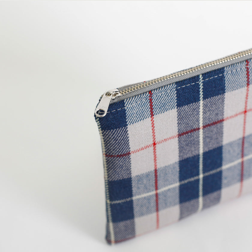 Zip Pouch from Vintage Blue-Grey Plaid Mercedes-Benz Interior