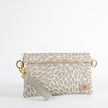 platos petal design 3-in-1 wristlet  with a green luxury leather alternative strap