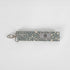 This gray fabric wristlet key clip features a playful dotted pattern and sleek siver-tone hardware.