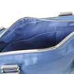 A blue fabric interior on a wipe-clean convertible handbag luxury leather alternative on the exterior named after Diamond 