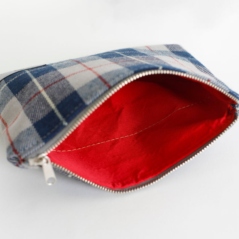 Zip Pouch from Vintage Blue-Grey Plaid Mercedes-Benz Interior