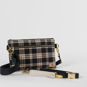 Plaid 3-in-1 Bag  with gold accents on a white background named after Jenny 