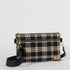 Plaid patterned 3-in-1  crossbody with gold zippers on a white background named after Jenny 