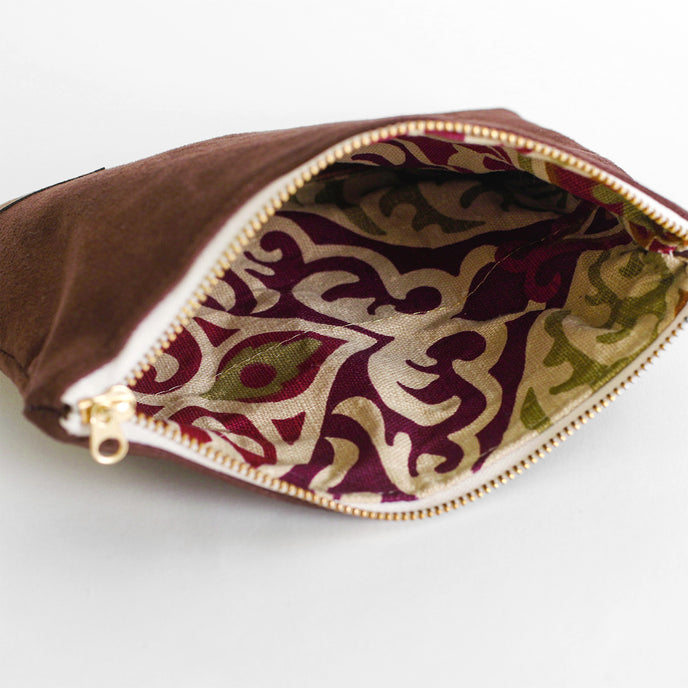 Patterned Interior shot of Jillian Zip Pouch 