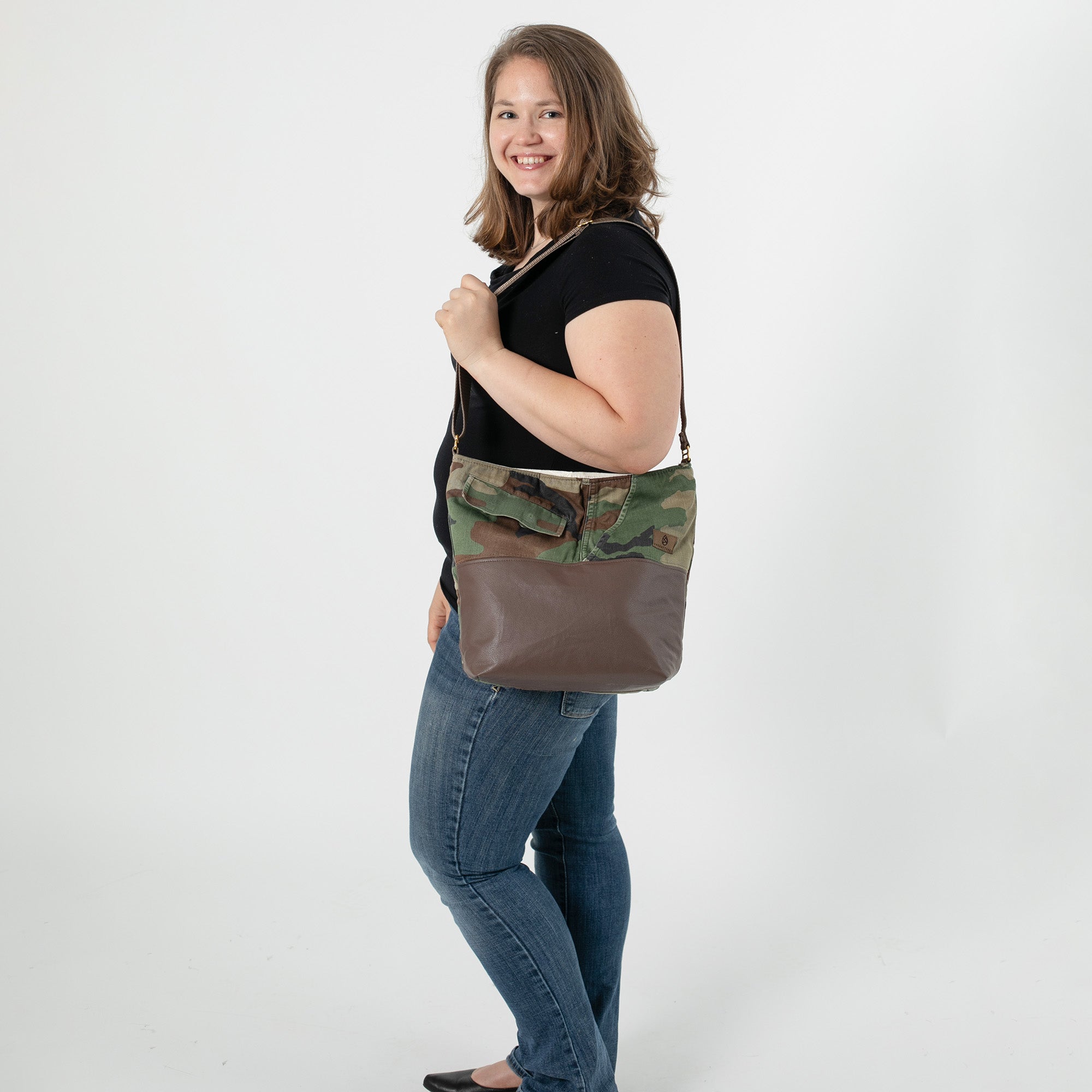 Woodland Camo Army Uniform Mixed Media Tote