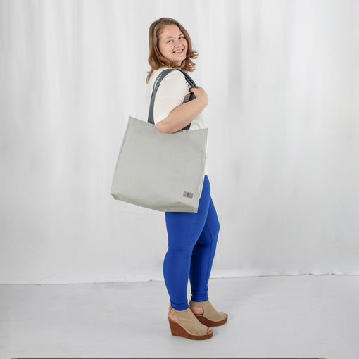 Lifestyle shot of Gray Simple Shopper Tote