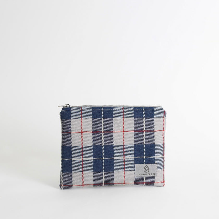 Zip Pouch from Vintage Blue-Grey Plaid Mercedes-Benz Interior