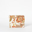 Patterned pouch with brand logo on a white background named after Sara