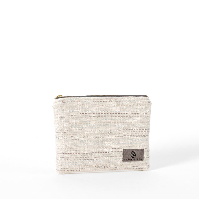 Textured tweed pouch named Sharon made from upcycled materials 