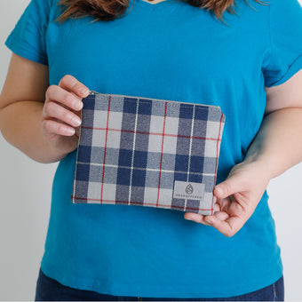 Zip Pouch from Vintage Blue-Grey Plaid Mercedes-Benz Interior