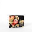 Upcycled floral-patterned fabric pouch with apples named Gloryann on a white background
