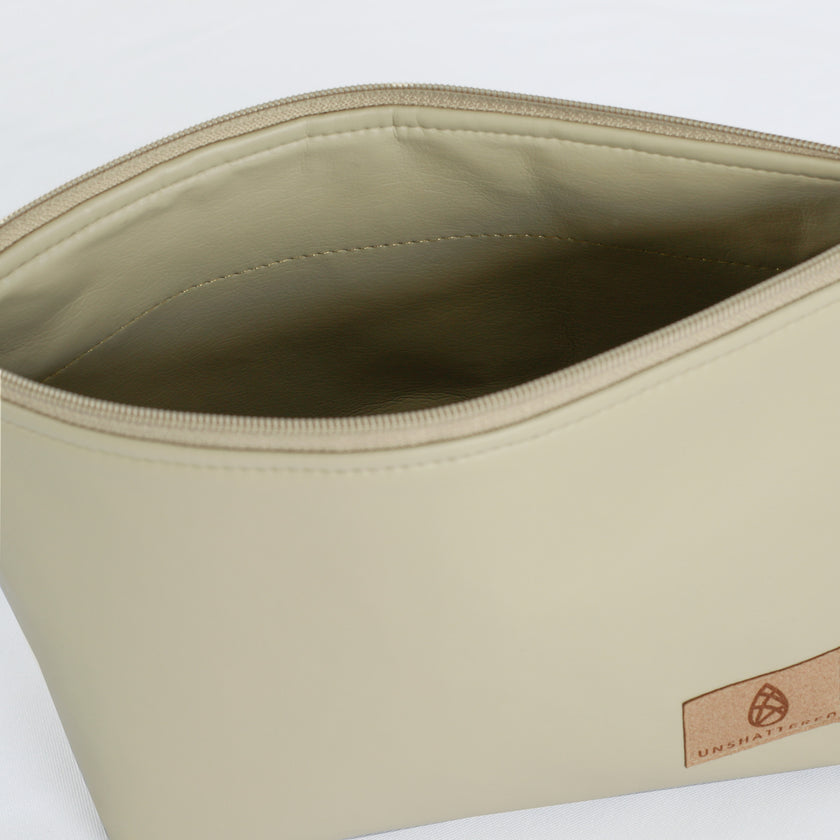 A taupe luxury leather alternative interior on this taupe makeup kit 