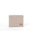 Zippered pouch named after Kara and handcrafted from upcycled checked fabric by women in recovery