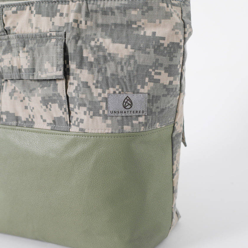 US Army Uniform Mixed Media Tote (choice of accent color)