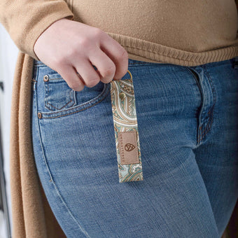 lifestyle shot of Faye keychain 