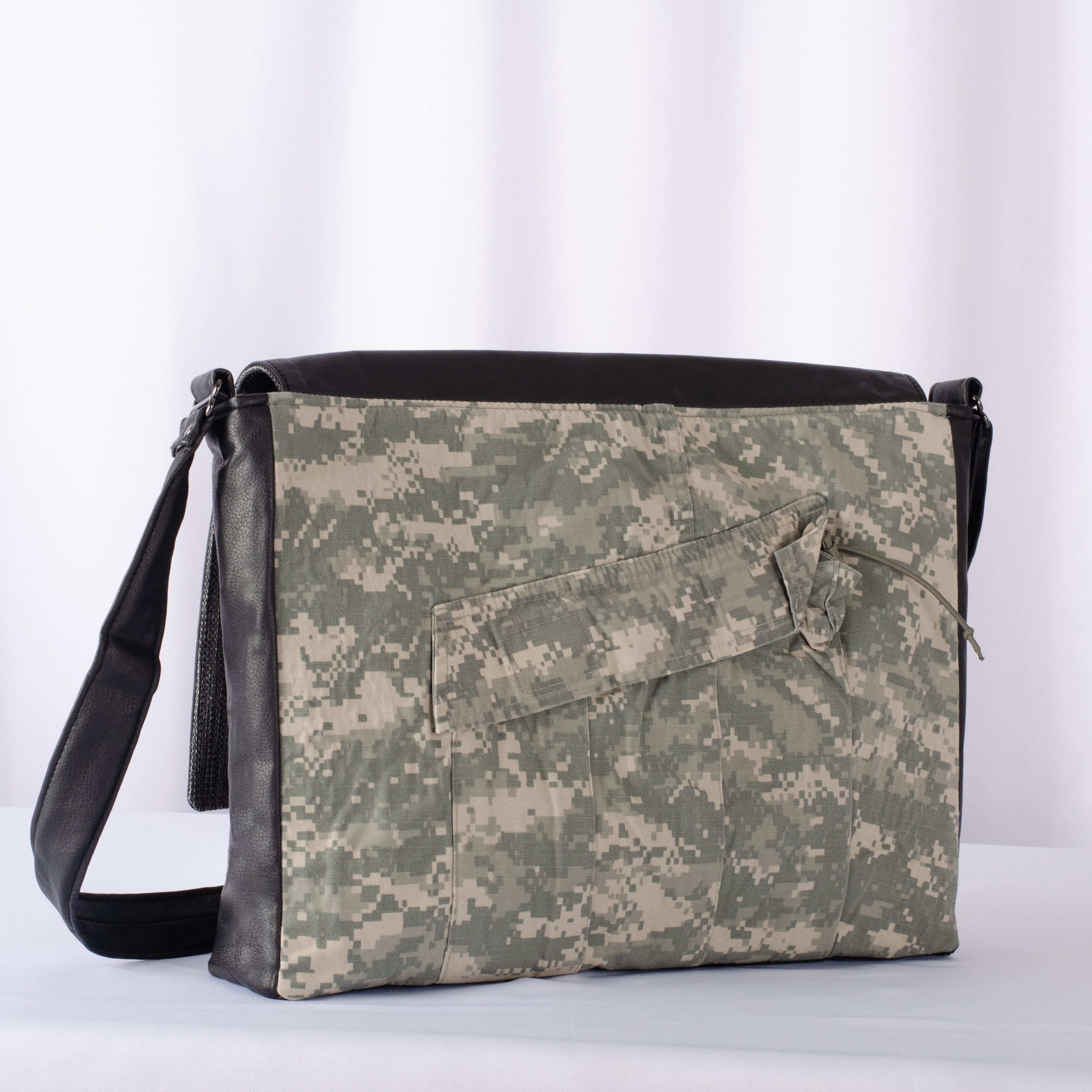 US Army Uniform Mixed Media Large Messenger (choice of accent color)
