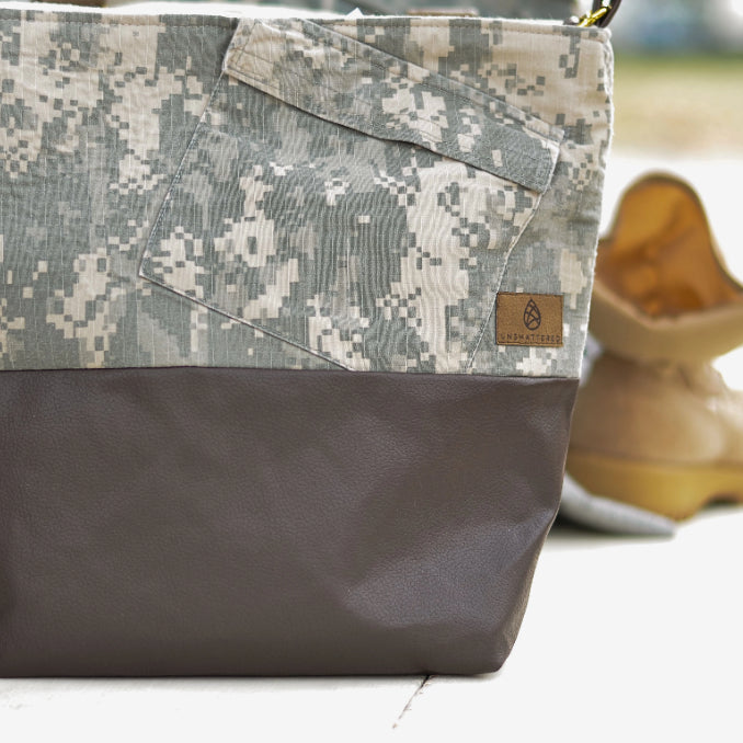 US Army Uniform Mixed Media Tote (choice of accent color)